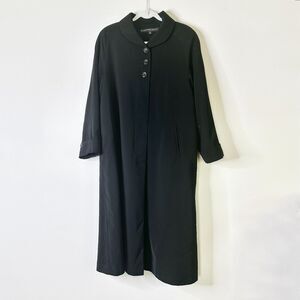 FLEET STREET Coat Women 14 P Black Trench Vintage Overcoat Removable Zip Lining